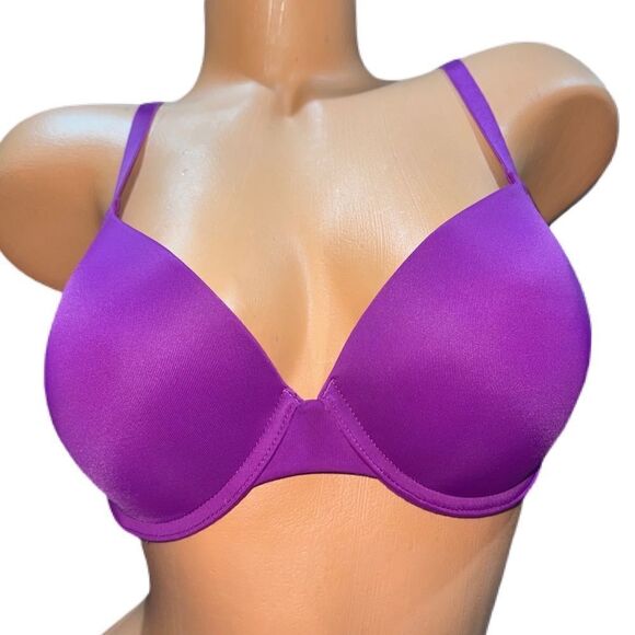 Victoria’s Secret wear everywhere Push Up Padded Pink Logo Purple Bra - Picture 2 of 4